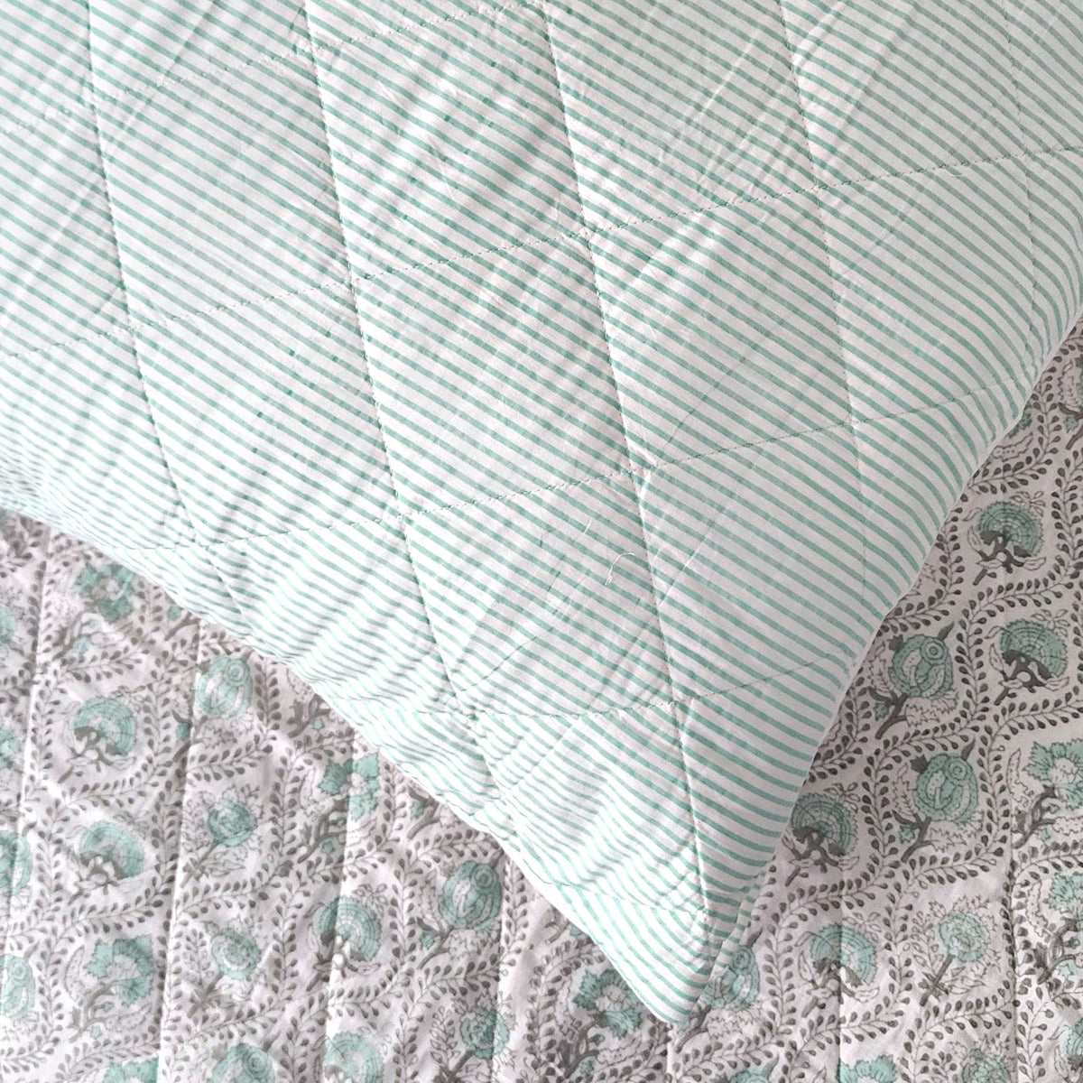 Sage Stripe European Pillowcase