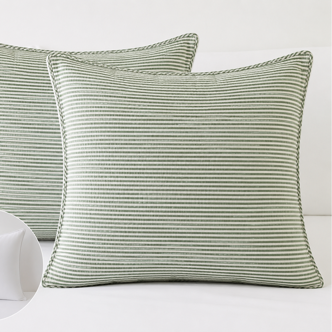 Sage Stripe European Pillowcase