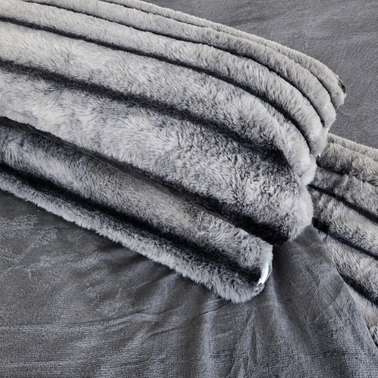 Charcoal Faux Fur Blanket