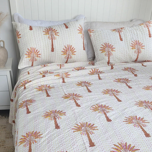 Rustic Orange  Bedcover Handmade