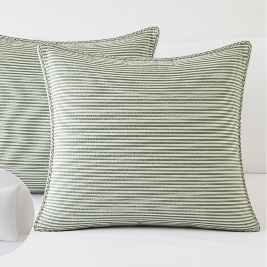 Sage Stripe European Pillowcase