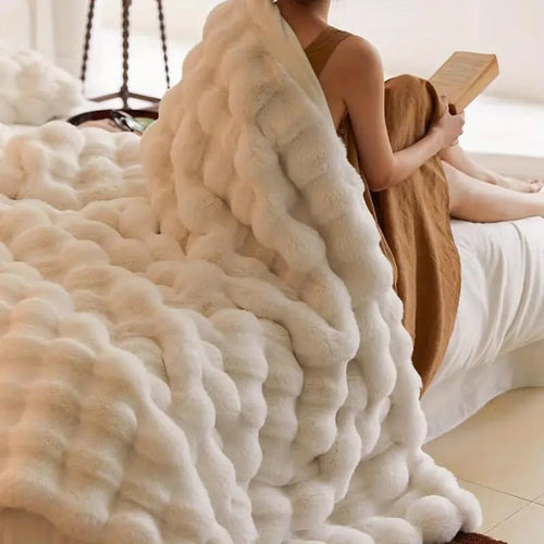 Faux Fur Blanket White