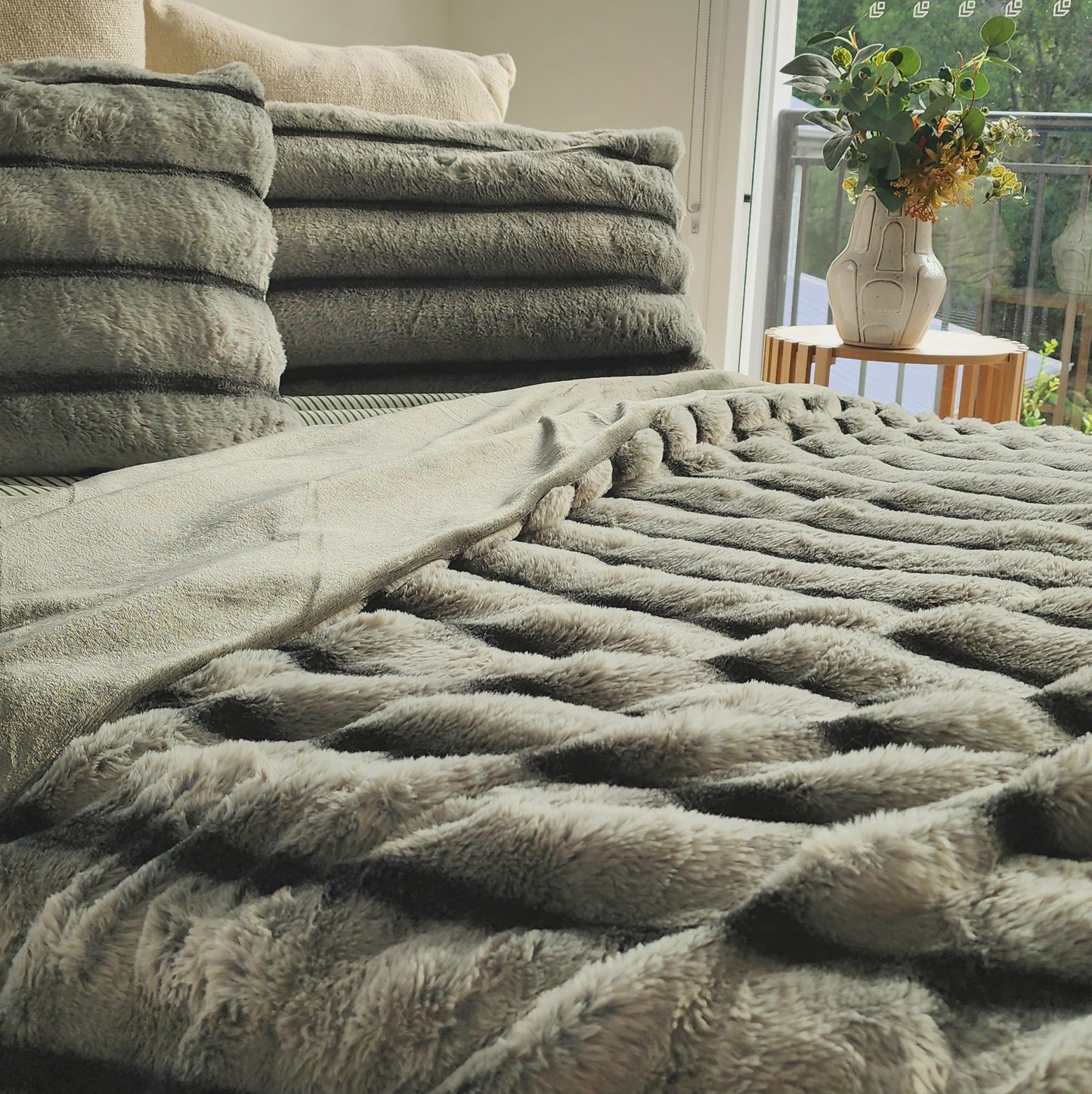 Green Faux Fur Blanket