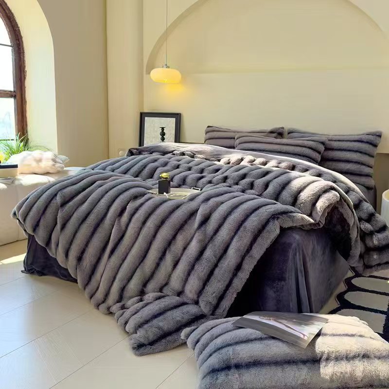 Charcoal Faux Fur Blanket
