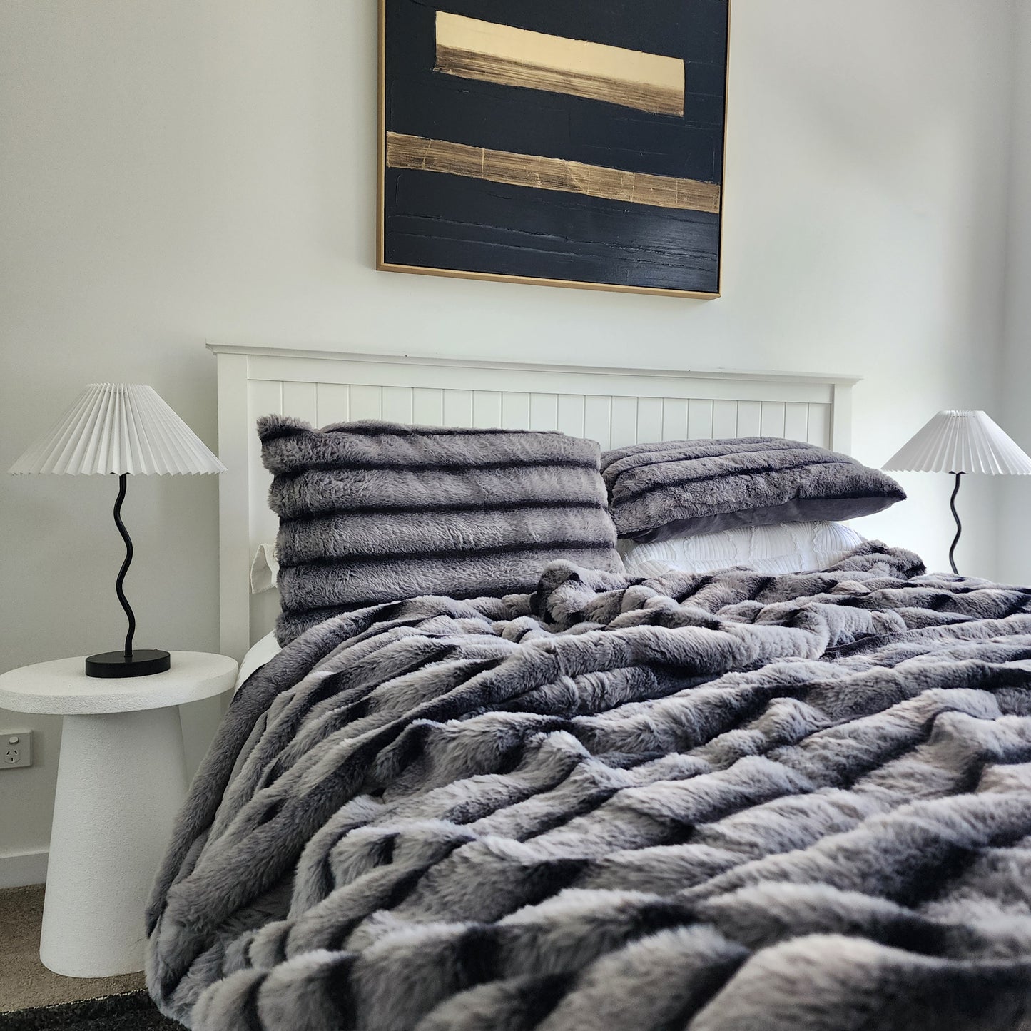 Charcoal Faux Fur Blanket
