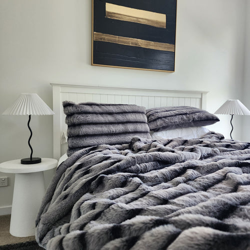 Charcoal Faux Fur Blanket