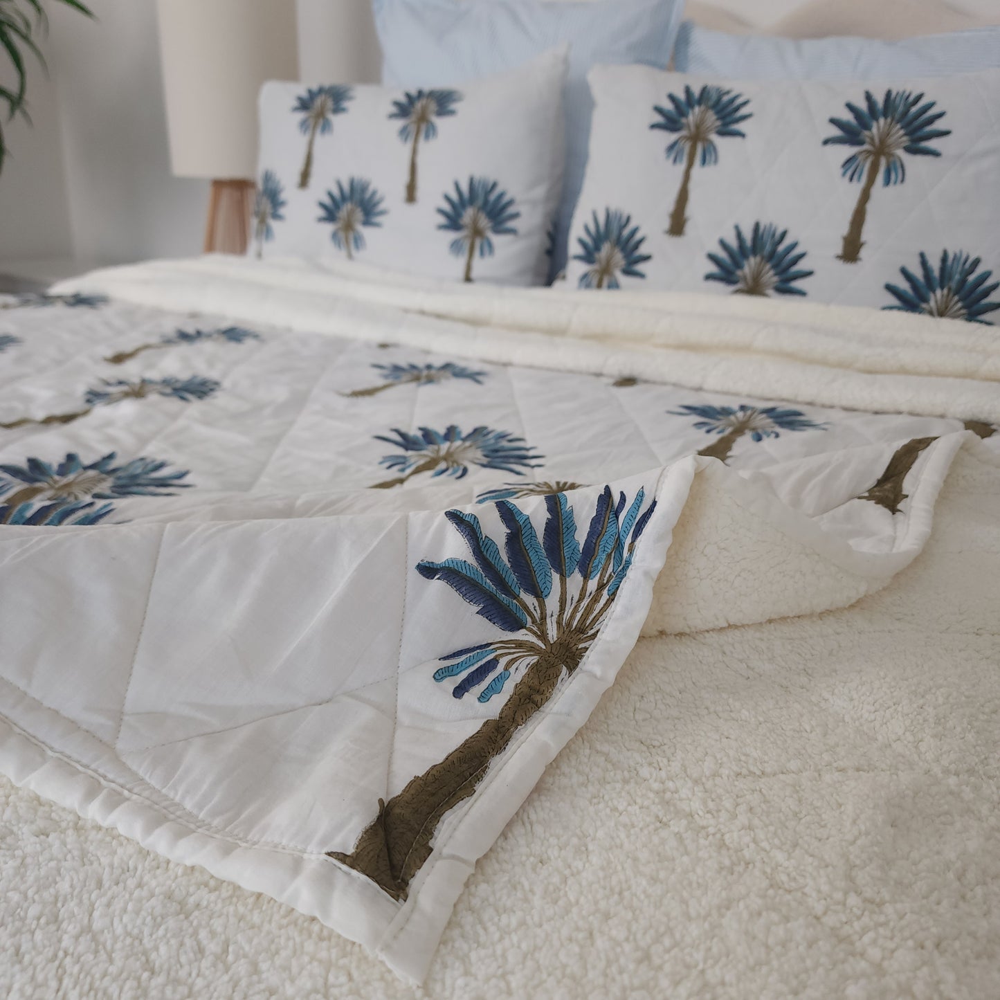 Blue Palm Tree Sherpa