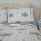 Grey Palm Tree Bedcover Handmade