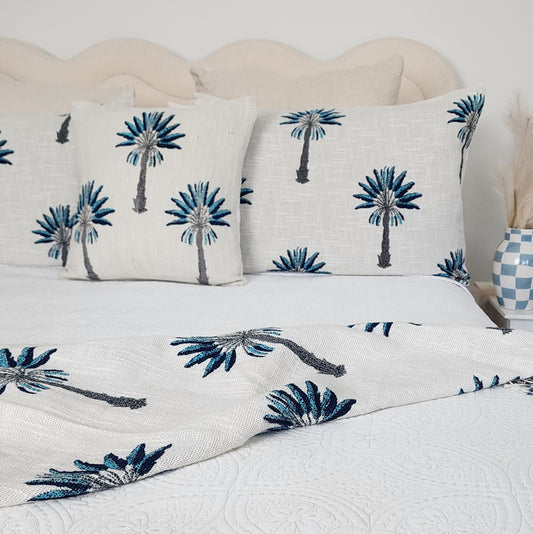Blue Palm Tree Throw