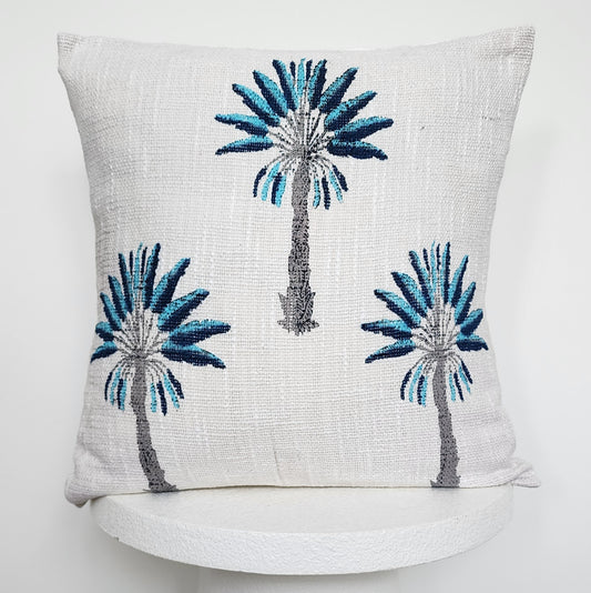 Blue Palm Tree Cushion Cover