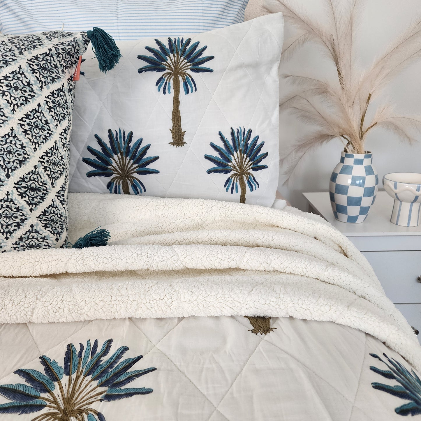 Blue Palm Tree Sherpa