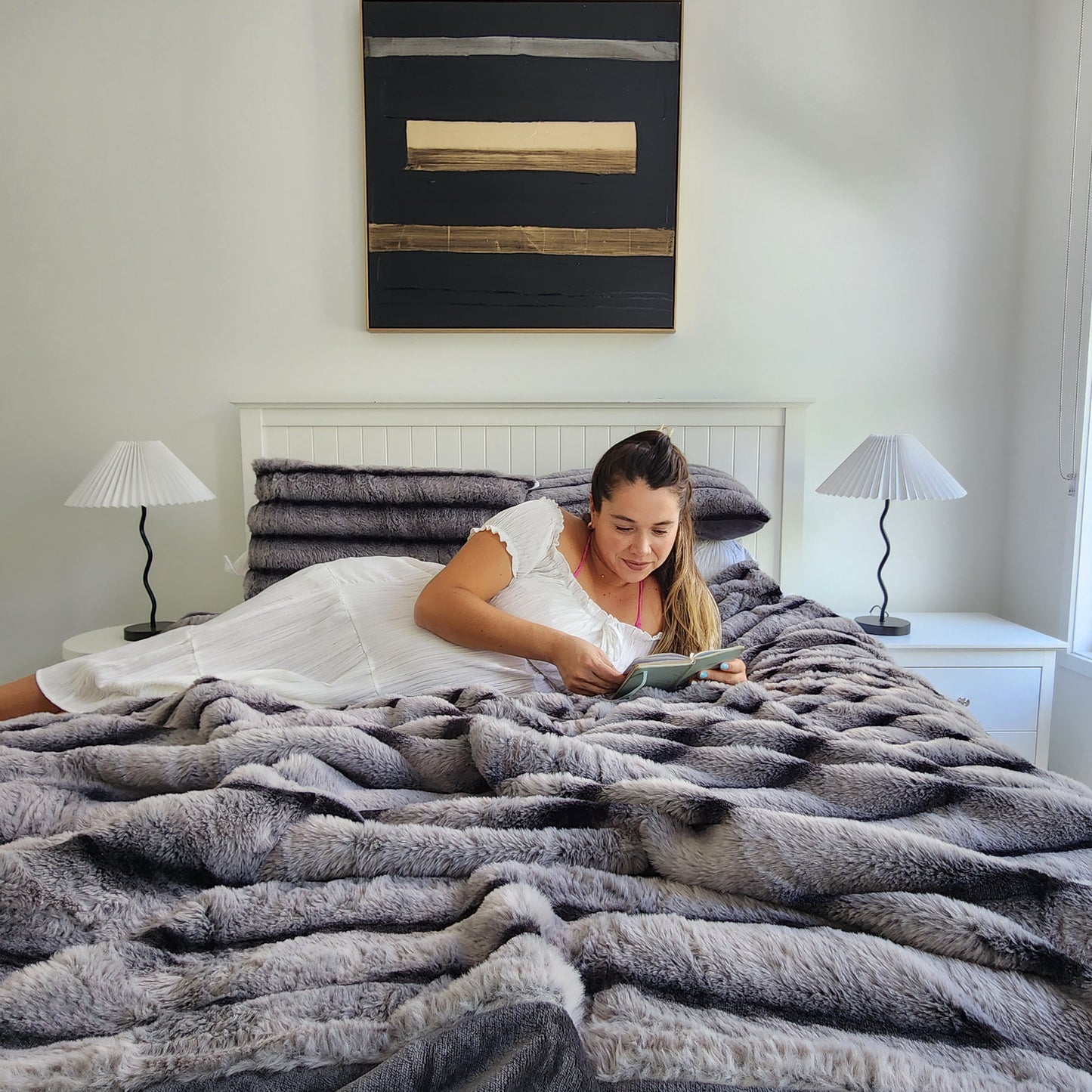 Charcoal Faux Fur Blanket